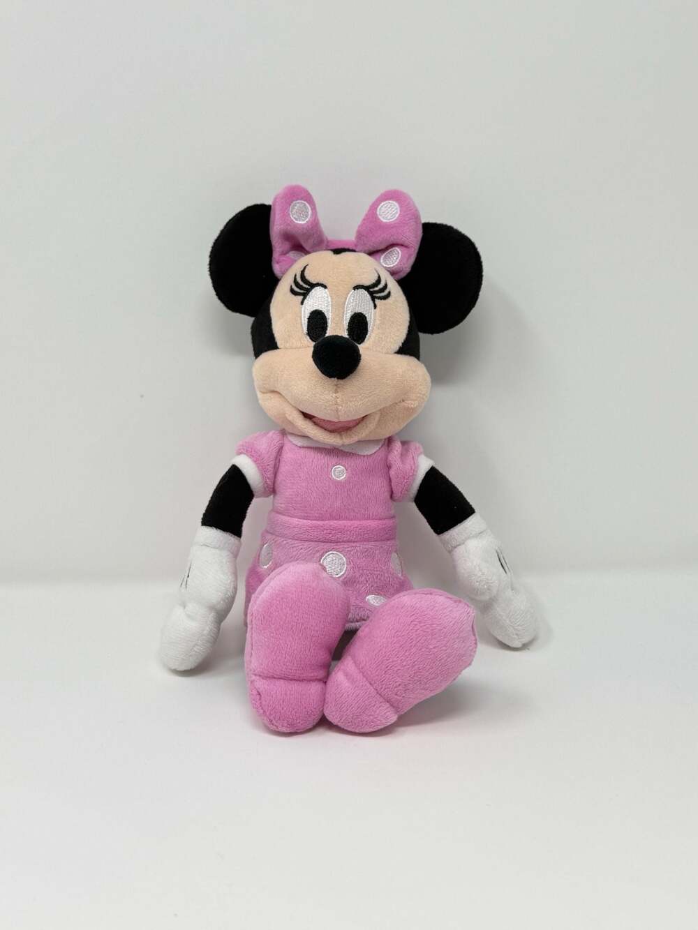 Disney Minnie Mouse 10 inch Bean Plush Stuffy with Pink Polka Dot Dress